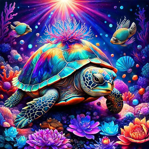 HUACAN 5D Diamond Painting Turtle Mosaic Animal Picture Of Rhinestones Flower Sea Arts And Crafts Bedroom Decoration