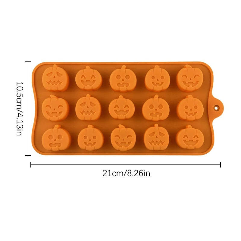 2pcs Halloween Pumpkin Silicone Mold Ghost Chocolate Cookie Candy Mould Halloween Party DIY Baking Tools Cake Decoration