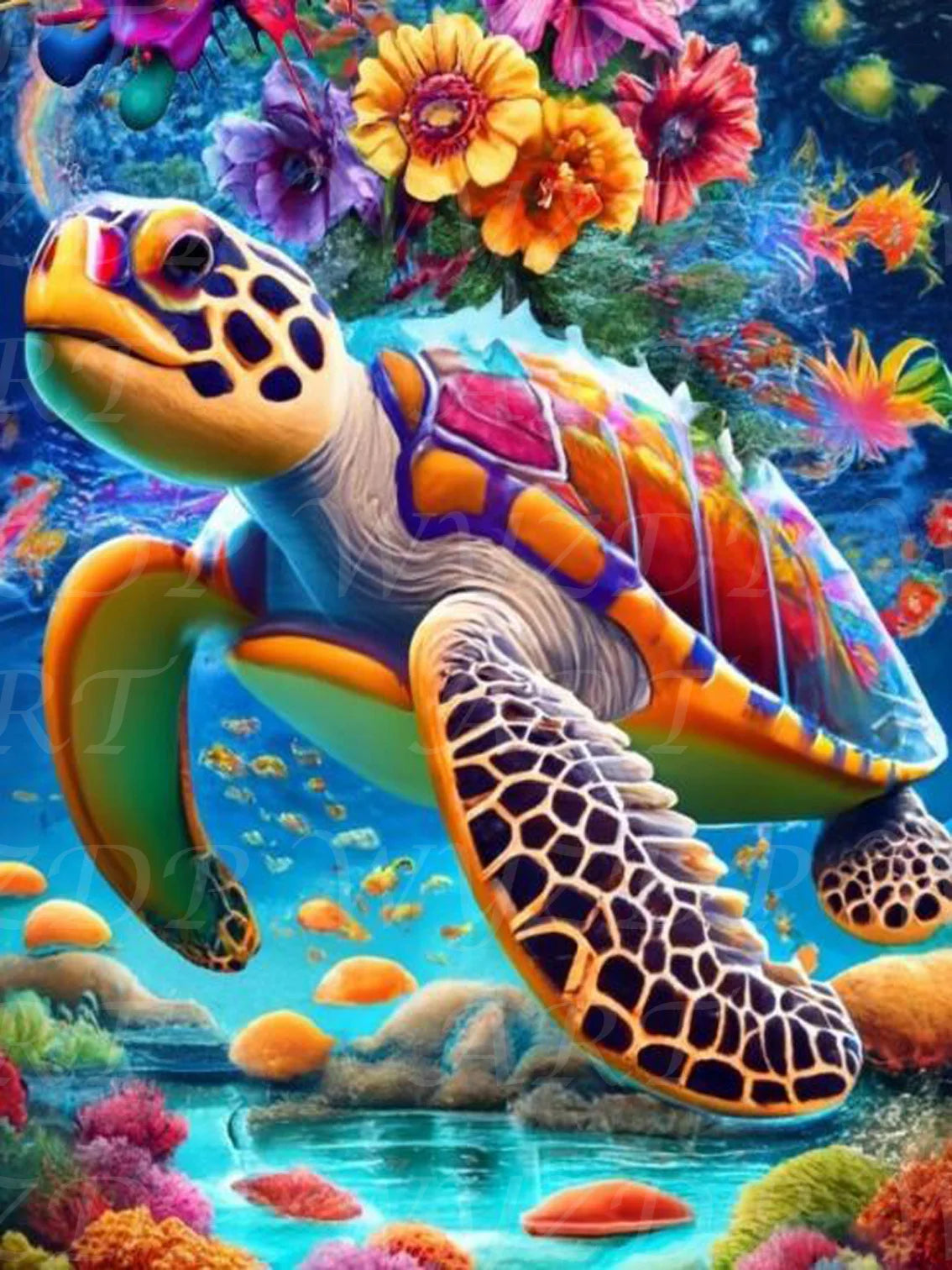 Sea Turtle 100% Fairy Dust Diamond Painting Kits Landscape Full Square Diamond Embroidery AB Diamond Art Crystal Decoration Home