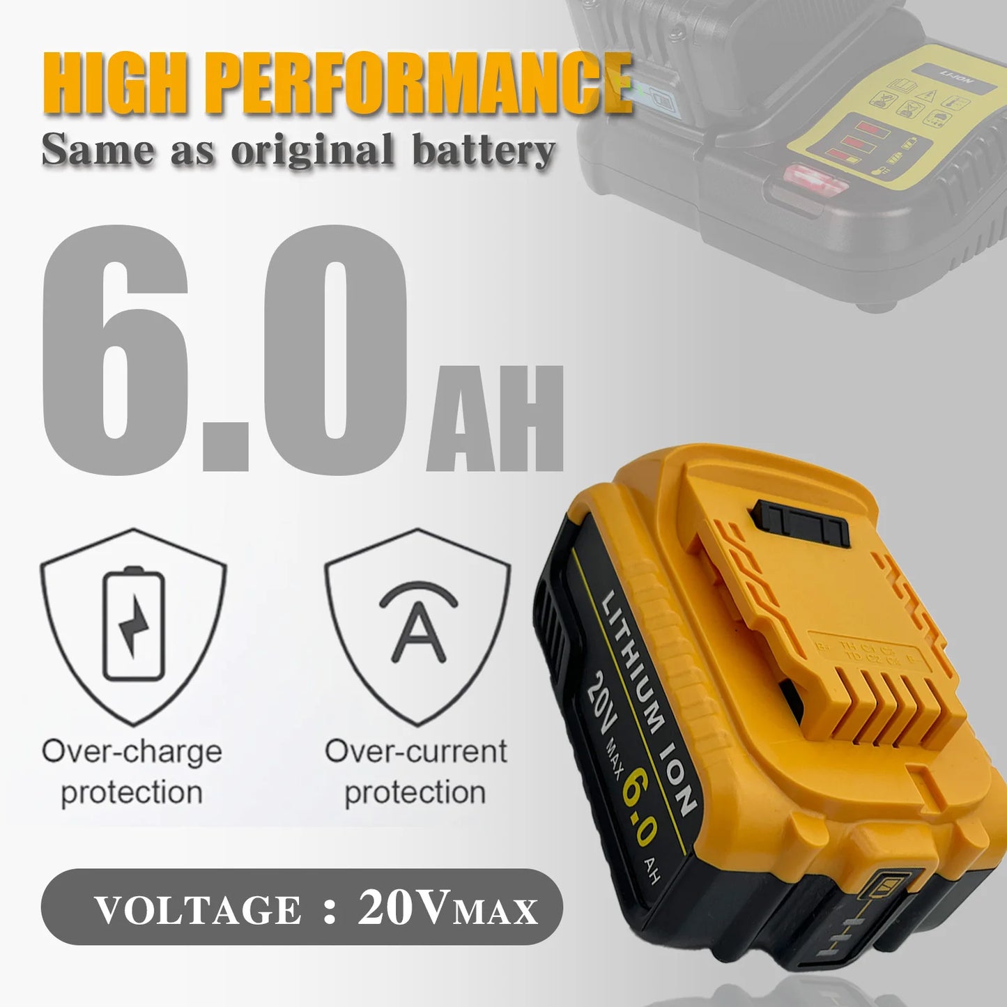 8 Packs Upgraded 6000 mAh DCB205 Li-Ion Battery Replacement for DeWALT 20V MAX Battery, for DeWALT Series Cordless Power Tools