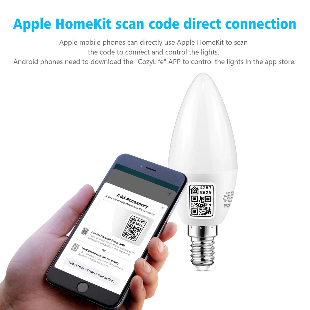 Homekit Smart Light Wifi Bulb Dimmable E14 Candle Lamp AC85-260V RGBCW Siri Voice Control Work with Alexa Echo Google Assistant