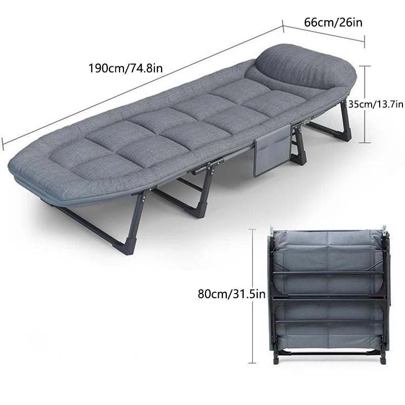 Sleeping Cots for Adults 6 Positions, Portable & Foldable Bed with Mattress and Pillow, Heavy Duty Sturdy Frame for Camp, Home