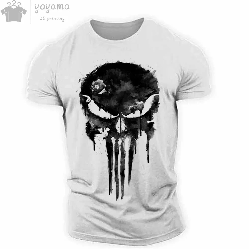 Men's T Shirt 3d Print Military Patriotic Skull O-Neck T Shirt Oversized T-Shirt Short-Sleeved Tee Sportswear Men's Clothing Top