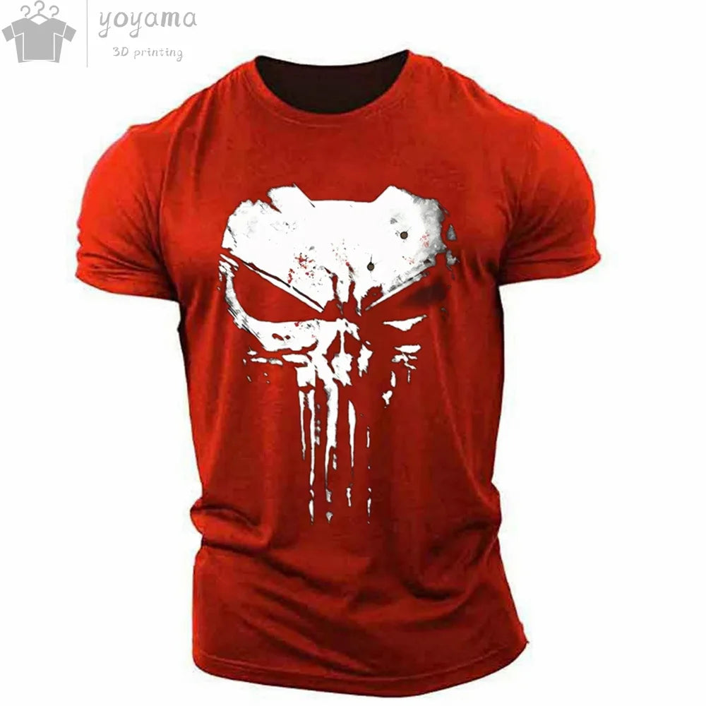 Men's T Shirt 3d Print Military Patriotic Skull O-Neck T Shirt Oversized T-Shirt Short-Sleeved Tee Sportswear Men's Clothing Top