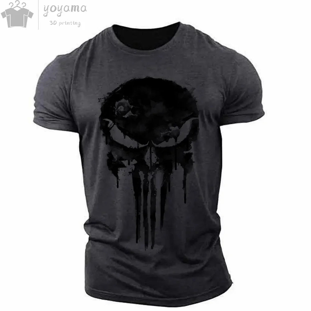 Men's T Shirt 3d Print Military Patriotic Skull O-Neck T Shirt Oversized T-Shirt Short-Sleeved Tee Sportswear Men's Clothing Top