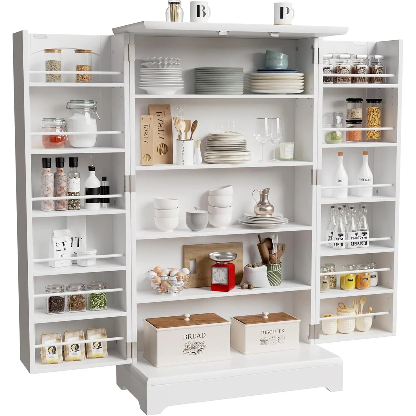 Kitchen Pantry Storage Cabinet, Freestanding Buffet Cupboards Organizers,Pantry Cabinets for Kitchen,Living Room and Dining Room