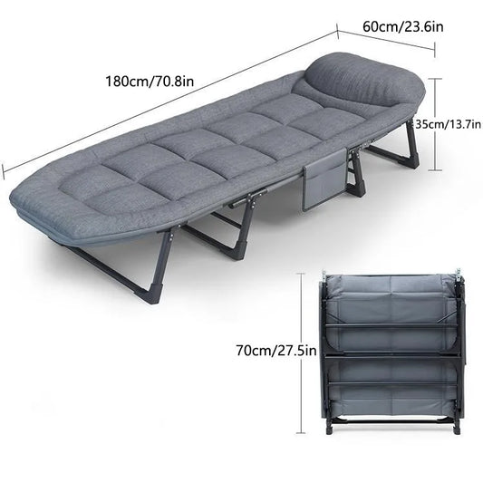 Sleeping Cots for Adults 6 Positions, Portable & Foldable Bed with Mattress and Pillow, Heavy Duty Sturdy Frame for Camp, Home